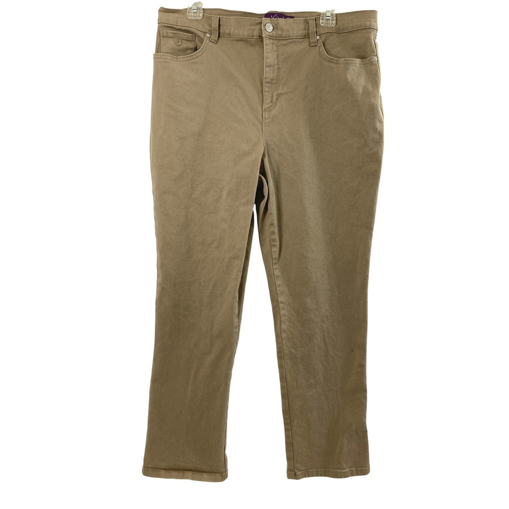 Gloria Vanderbilt Jeans Women 16 Amanda Twill Khaki Tan Straight High Rise Pant